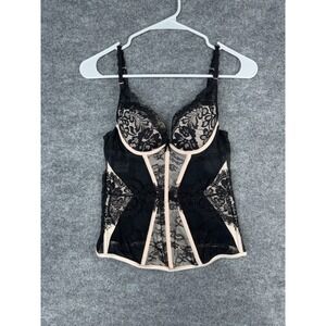 Ann Summers‎ Black Lace Bustier Corset Top 34B Underwire Sheer Mesh